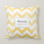 Baby Pillow - yellow chevron pattern<br><div class="desc">This personalized pillow makes a great gift for parents of a newborn. Personalize with the name and birth date of the baby.</div>