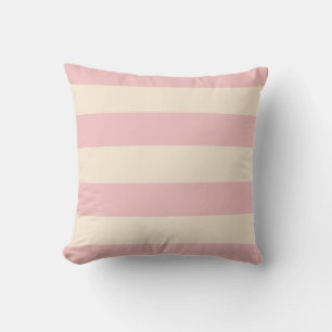 Baby Pink and Antique White Stripes Throw Pillow