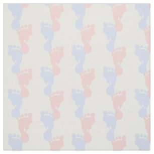 Baby Pink and Blue Footprints Fabric