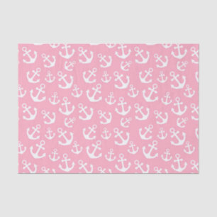 Baby Pink and White Anchors Nautical Pattern Tissue Paper