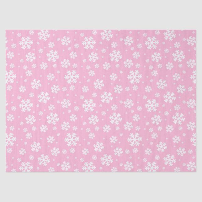 Baby Pink and white Christmas Snowflakes Pattern Tissue Paper (Front)