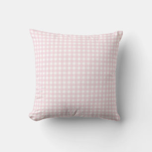 Baby Pink and White Small Gingham. Throw Pillow
