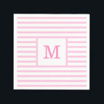 Baby Pink and White Stripes Custom Monogram Napkin<br><div class="desc">Cute girly simple modern baby pink and white stripped paper napkins with your custom monogram name or initials,  for your next special birthday party,  baby shower or wedding! Customize it with your favourite font and colour to make it your unique napkins!</div>