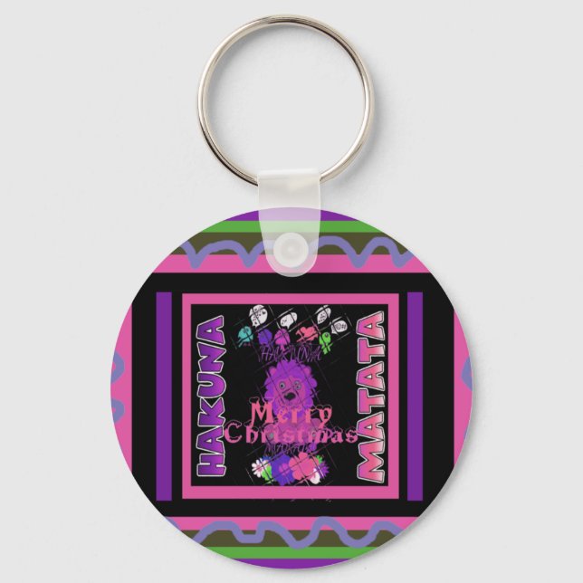 Baby pink Beautiful Merry Christmas Hakuna Matata Keychain (Front)