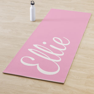 Baby Pink Bliss Custom Name Cursive Script Yoga Mat