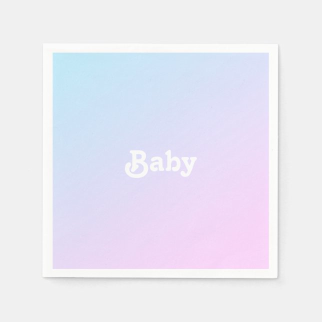 Baby pink blue ombre gradient pattern baby shower napkin (Front)