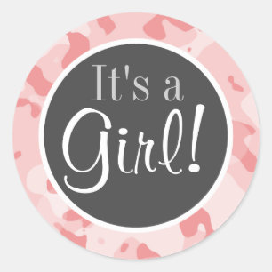 Baby Pink Camo; Camouflage Classic Round Sticker