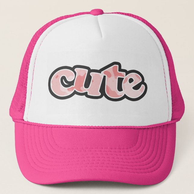 Baby Pink Camo; Camouflage Trucker Hat (Front)