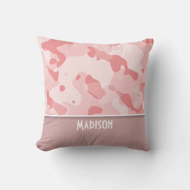 Baby Pink Camo; Personalized Throw Pillow (Front)
