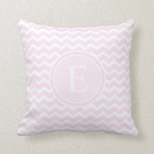 Baby Pink Chevron Customized Monogram Throw Pillow