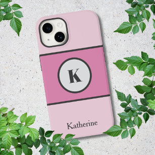 Baby Pink Colour Block Custom Name Case-Mate iPhone 14 Case
