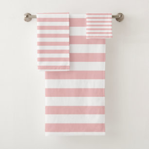 Baby Pink Colour Stripes Vacation Summer Pastel    Bath Towel Set