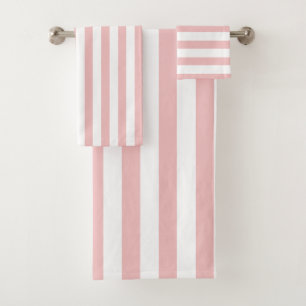 Baby Pink Colour Stripes Vacation Summer Pastel   Bath Towel Set