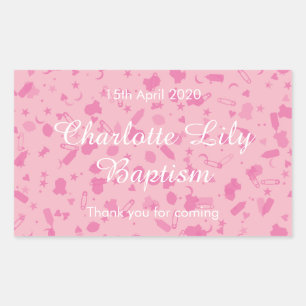 Baby Pink Confetti Baptism Christening Favour Sticker