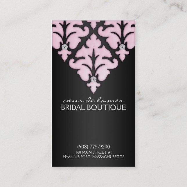 Baby Pink Diamond Damask Appointment Cards (Front)