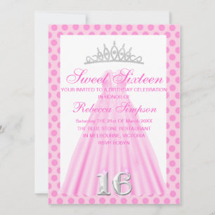 Baby Pink Dress Sweet Sixteen Birthday Invite
