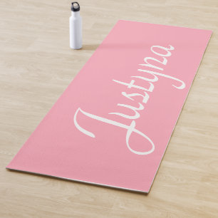 Baby Pink Elegant Name   Stylish Simple Yoga Mat