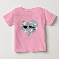 Baby Pink Faux diamond heart 'I Love Bling' design