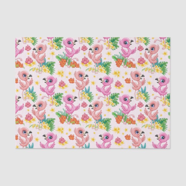 Baby Pink Flamingos  Tissue Paper (Front)