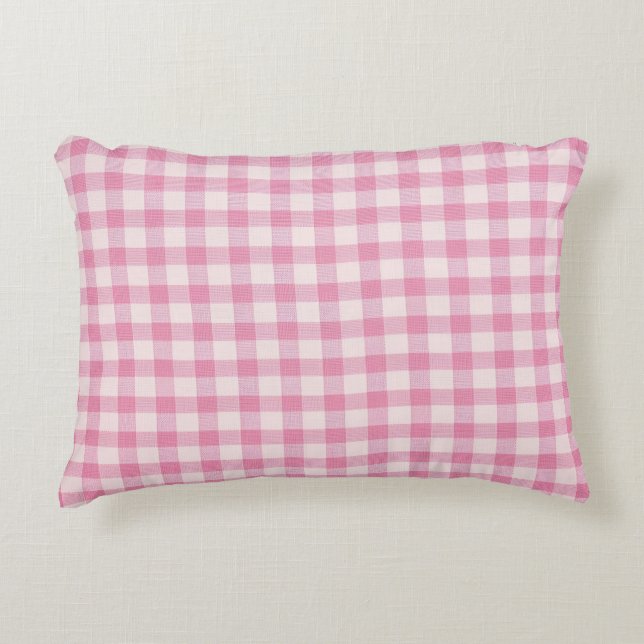 Baby Pink Gingham Accent Pillow (Front)