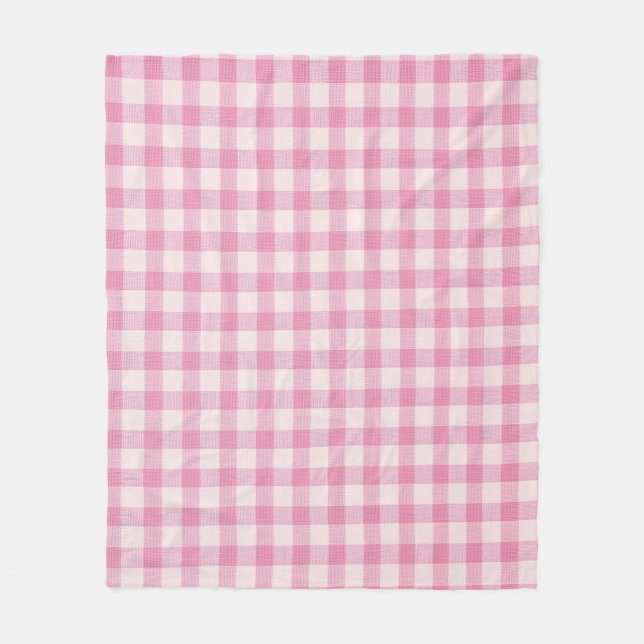 Baby Pink Gingham Fleece Blanket (Front)