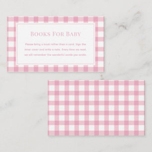 Baby Pink Gingham Girl Baby Shower Books For Baby Enclosure Card