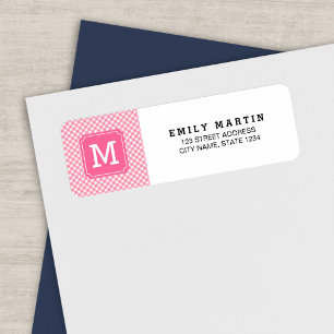 Baby Pink Gingham Monogram Address Label