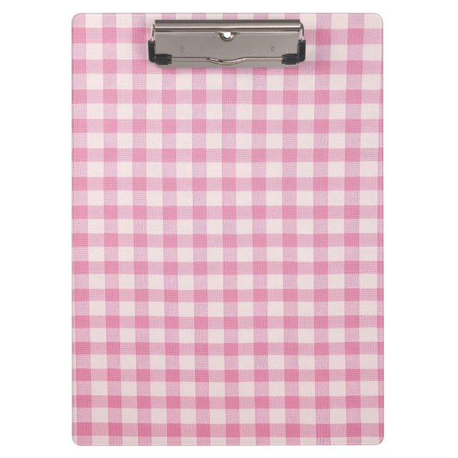 Baby Pink Gingham Pattern Clipboard (Front)