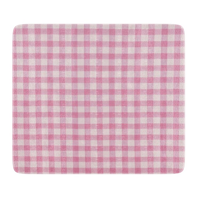 Baby Pink Gingham Pattern Cutting Board (Front)