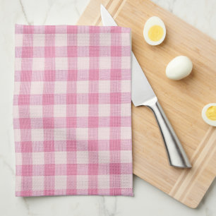 Baby Pink Gingham Pattern Kitchen Towel