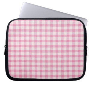 Baby Pink Gingham Pattern Laptop Sleeve