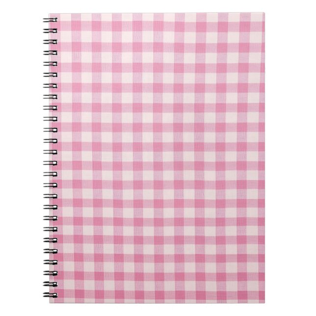 Baby Pink Gingham Pattern Notebook (Front)
