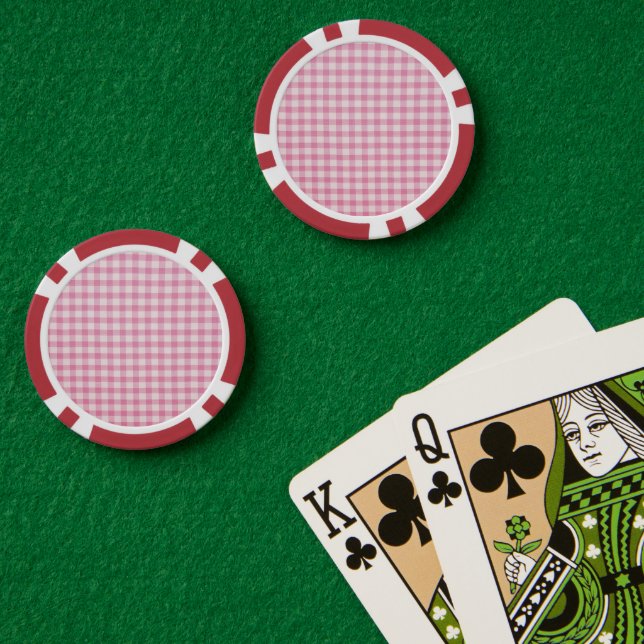 Baby Pink Gingham Pattern Poker Chips (Poker Table (Double))