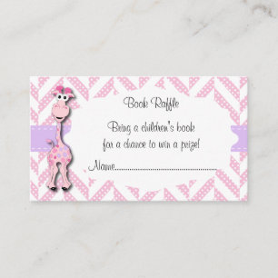 Baby Pink Giraffe Baby Boy Shower Book Raffle Enclosure Card