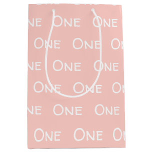 Baby Pink Girl's First Birthday Medium Gift Bag