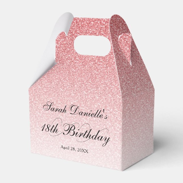 Baby Pink Glam Glitter Personalized Favor Box (Front Side)