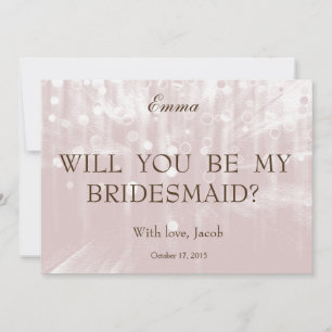 Baby Pink Glitter Will You Be My Bridesmaid Invitation