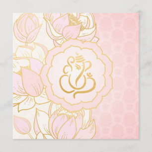 Baby Pink Gold Ganesh Faire-part de mariage indien