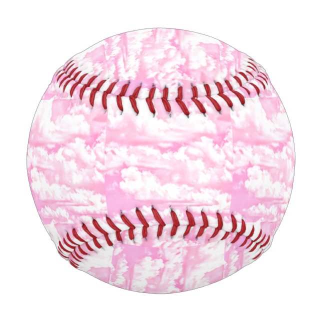 Baby Pink Happy Clouds Backgrouund Baseball (Front)