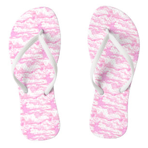 Baby Pink Happy Clouds Backgrouund Flip Flops