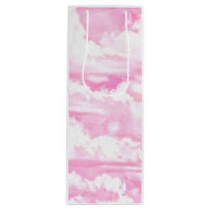 Baby Pink Happy Clouds Backgrouund Wine Gift Bag