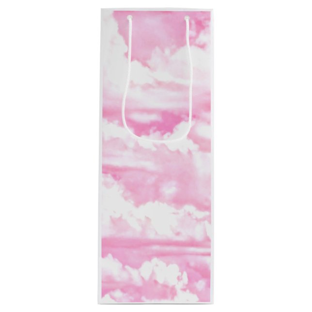 Baby Pink Happy Clouds Backgrouund Wine Gift Bag (Front)