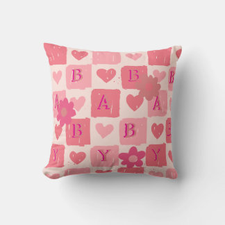 Baby pink heart Throw Pillow