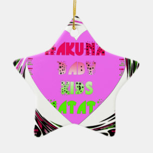 Baby Pink Hearts Hakuna Matata Baby Kids Design.p Ceramic Ornament