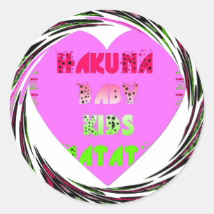 Baby Pink Hearts Hakuna Matata Baby Kids Design.p Classic Round Sticker