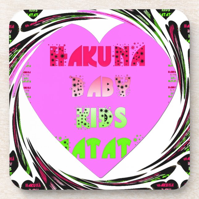 Baby Pink  Hearts Hakuna Matata Baby Kids Design.p Coaster (Front)