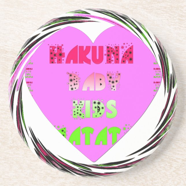 Baby Pink  Hearts Hakuna Matata Baby Kids Design.p Coaster (Front)