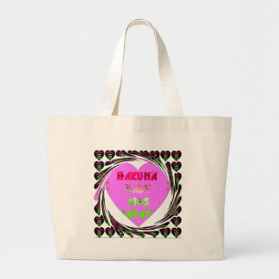 Baby Pink Hearts Hakuna Matata Baby Kids Design.p Large Tote Bag