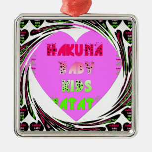 Baby Pink  Hearts Hakuna Matata Baby Kids Design.p Metal Ornament