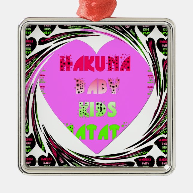 Baby Pink  Hearts Hakuna Matata Baby Kids Design.p Metal Ornament (Front)